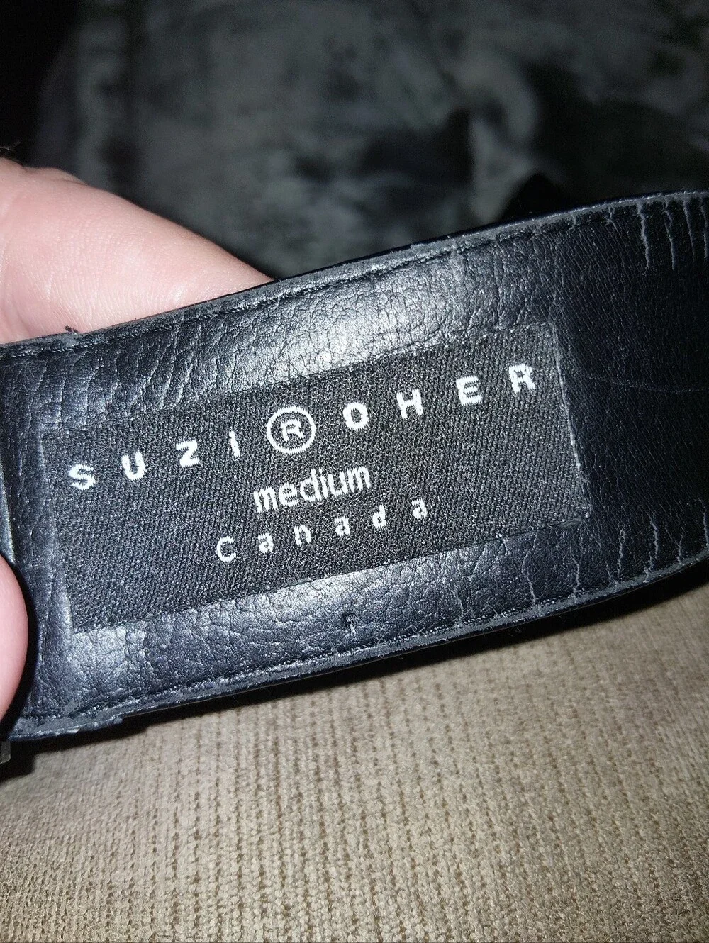 Suzi Roher Glossy Black Wide Patent Belt with Rectangular Buckle
